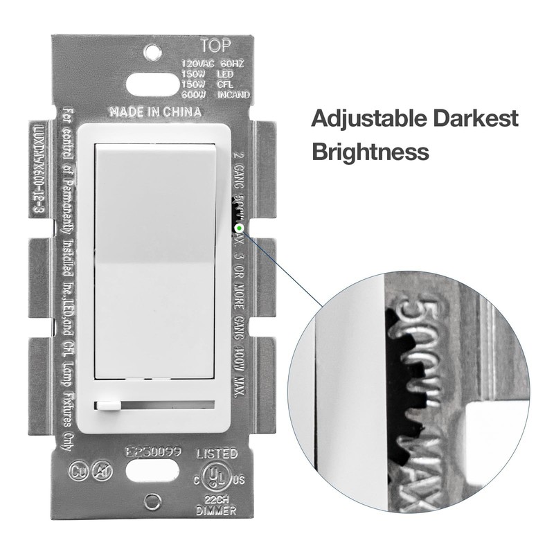 Amico 6 Pack Dimmer Light Switch, Single-Pole or 3-Way Compatible