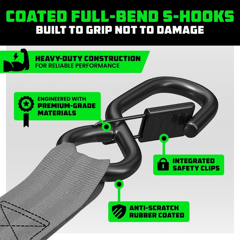 Rhino USA Retractable Ratchet Straps (2-Pack) - 1 Inch x