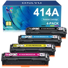 ONLYU Compatible Toner Cartridge Replacement for HP 414A 414X for Color Laserjet Pro MFP M479fdw M479fdn M479dw Pro M454dw M454dn M455dn MFP M480f M479 M454 W2020A W2020X Printer Ink (BCMY, 4-Pack)