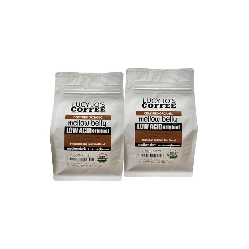 Lucy Jo's Coffee Roastery, 2 Pack, Organic Mellow Belly Low