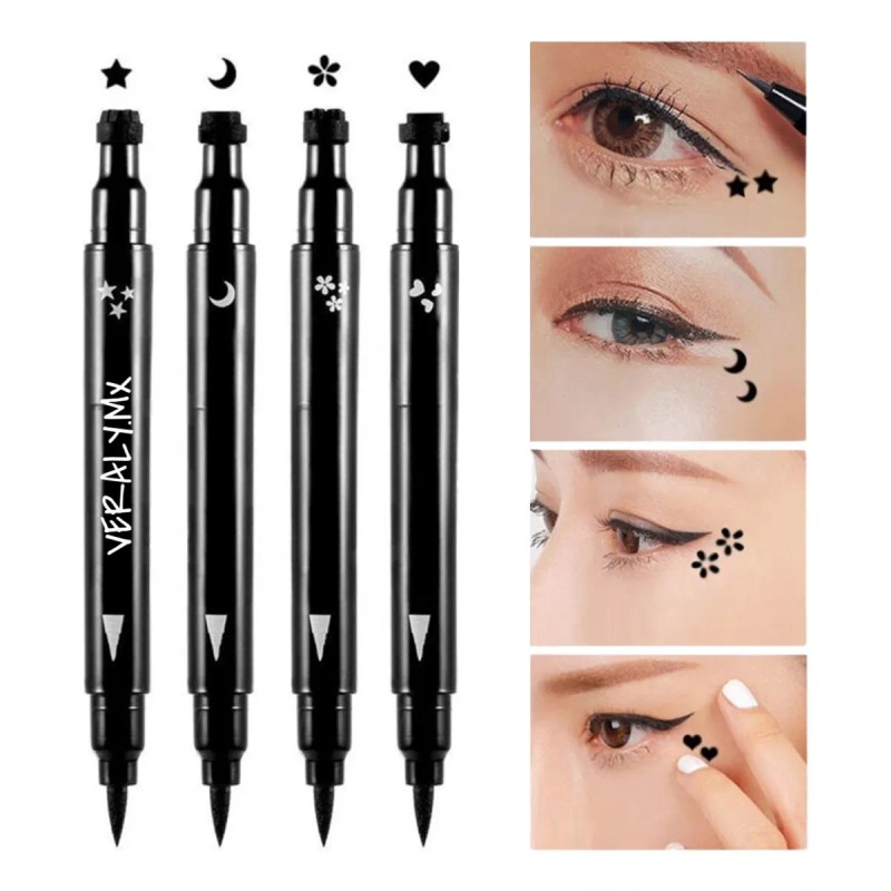 Veraly Delineador De Ojos Negro Plumón Y Sello De Figuras