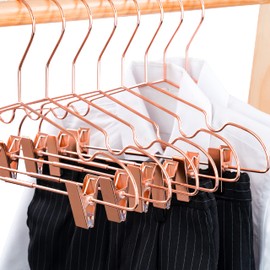Koobay 12.6" Rose Gold Shiny Steel Wire Children Coat Clothes Hangers, 25 PACK, Garment Clips Hangers Pants Closet Hangers