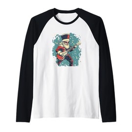 Shredding Nutcracker with a Cool Electric Guitar Costume Raglan Baseball Tee