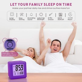 Plumeet Digital Travel Alarm Clock, Easy to Set with Snooze Mode, Soft Night Light, Large Time, Month, Date and Alarm Display, Increasing Sound Alarm & Handheld Size, Great for Kids
