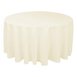 Leading Linens 6 Pack 132 Inch Round Ivory Polyester Tablecloth, Table Cover, Stain and Wrinkle Resistant, Washable for Dining Table, Wedding Reception, Banquet, Party
