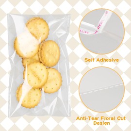 ONFAON Cookie Bags with Seal, 150 Pcs Crack-Resistant & Self-Sealing Treat Bags for Cookies, Bakery Goods, and Snacks – Food-Grade Clear Cellophane Bag for Gifts & Parties(5x7 in)