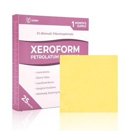 JUSORE Apósito de petrolato Xeroform de 10 x 10 cm - FSA-HSA, gasas antiadherentes, parche médico de gasa fina y suave para el cuidado de heridas, que