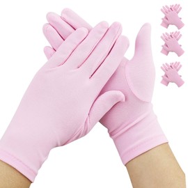 3 Pairs of Cotton Gloves, Eczema Gloves, Thin Work Gloves, for Dry Hands, Eczema, Beauty, Pink