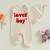 Lesimsam Newborn Infant Baby Boy Valentines Outfit Letter Embroidery Long