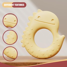 YOOTADO Baby Teething Toys for Babies 0-6 Months, Baby Teethers for Babies 3-6 6-12 Months Silicone Baby Chew Toys Gifts for Must Haves, BPA Free Dinosaur