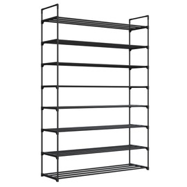 Shoe Rack - 8-Tier Shoe Organizer for Closet, Bathroom, Entryway - Shelf Holds 40 Pairs Sneakers, Heels, Boots by Home-Complete (Black)