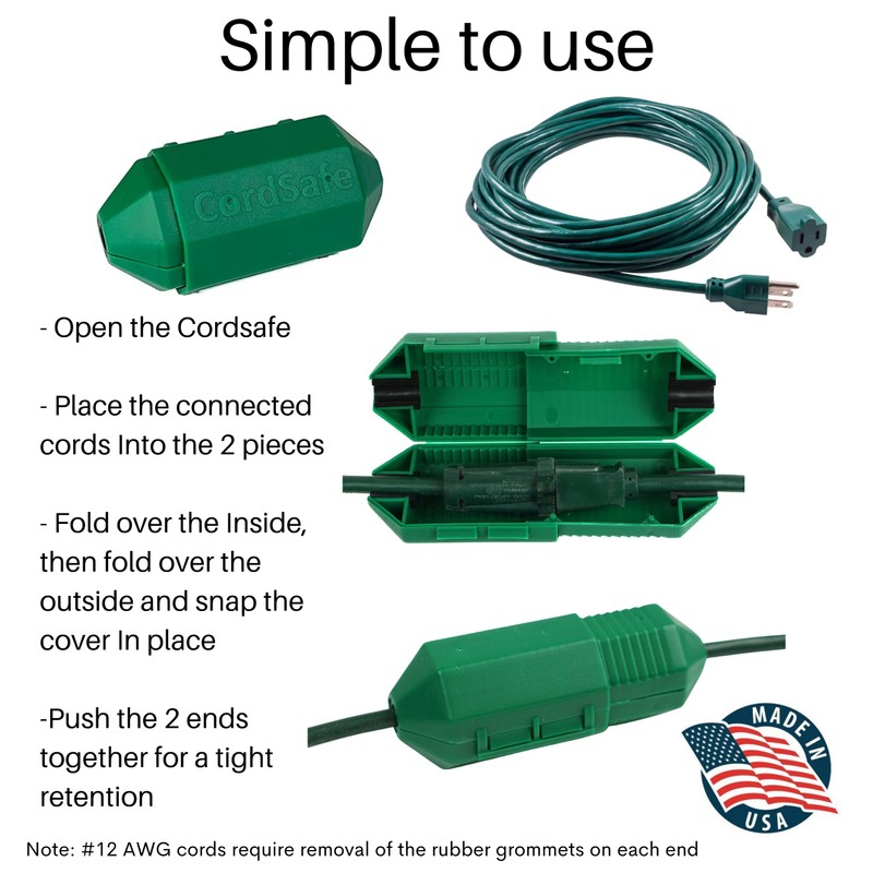 CordSafe Outdoor Extension Cord Protector – Weather-Resistant Snap-Lock Cover for