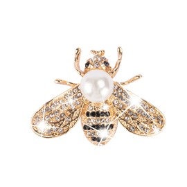 Honey Bee Brooches Crystal Insect Themed Bee Brooch Animal Faux Pearl Pin for Women