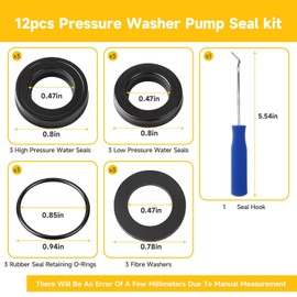 AIYOYOLIFE Pressure Washer Pump Seal 16pcs Low and High O Ring Kit Compatible with Simpson Cleaning AAA 8.7GA12 530001 530002 530008 530009 Replace#: 7105742