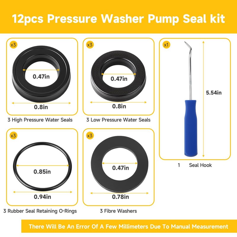 AIYOYOLIFE Pressure Washer Pump Seal 16pcs Low and High O