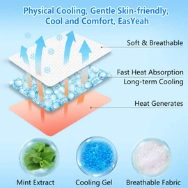 EasYeah Baby Cool Pads for Kids Fever Discomfort, Instant Cooling Patch, Pack of 16