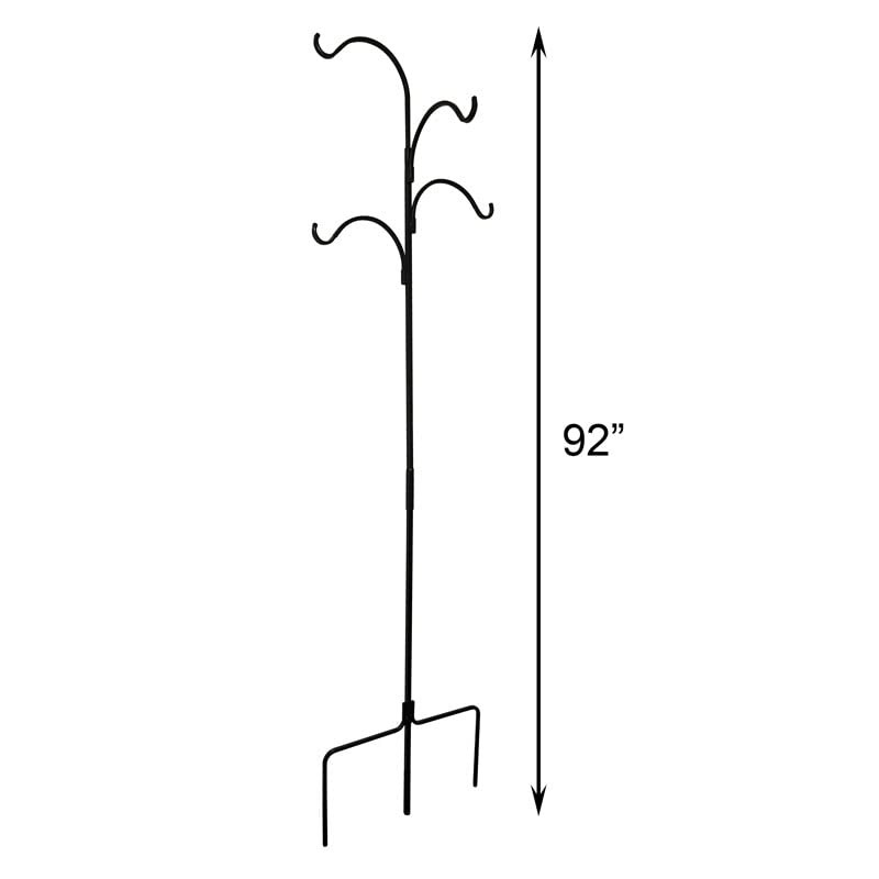 BestNest Erva Wrought Iron Four Arm Shepherd Hook, Black, 92”H