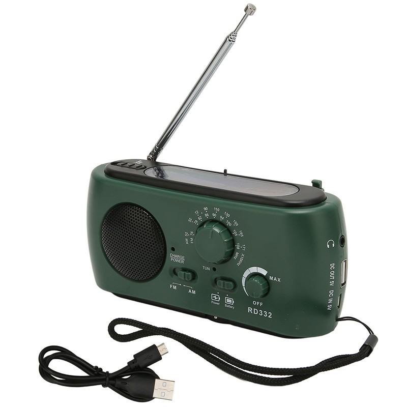 Solar Hand Crank Radio Multifunction Rechargeable Emergency Radio with Flashlight