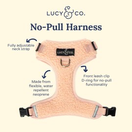 Lucy & Co. Cute No-Pull Rosewater Teddy Harness - Stop Pulling & Walk Easy - Harness Available in XS-XL for Small, Medium, and Large Dogs - Teddy Light Pink (Small)