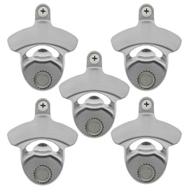 Luwanburg Wall Mounted Magnetic Bottle Opener, Brushed Silver Mountable Beer Bottle Top Opener with Magnet Embedded Stainless (5 PCS)