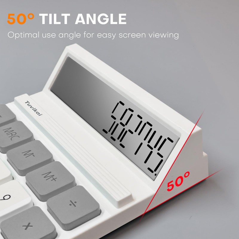 12-Digit LCD Desktop Calculator - Portable Handheld Basic Office Calculator