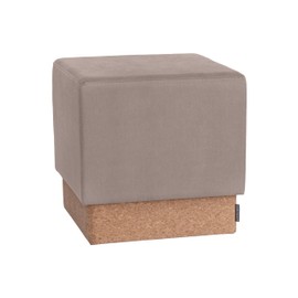 Seville Classics Cushioned Fabric Ottoman Hidden Storage Chest Footrest Chair, Padded Seat for Bedroom, Dorm, Loft, Living Room, Entryway, Hallway, Cork/Taupe, 15" Cube