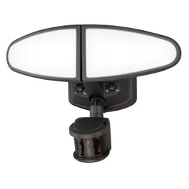 VAXCEL Palatine 2-Light Integrated LED Motion Sensor Flood Light - Adjustable Brightness Bronze Security Light with Dusk to Dawn, Battery Backup, Photo Cell, 5000K Motion Sensor