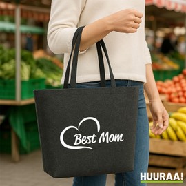 Huuraa Shopper Best Mom Gift shopping bag 22 liters charcoal melange felt Best Mom Gift idea