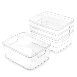 BINO | Plastic Storage Bins, Small - 24 Pack | THE LUCID COLLECTION | Multi-Use Organizer Bins | Built-In Handles | BPA-Free | Pantry Organization | Home Organization | Fridge Organizer | Freezer Org
