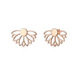 Glanzstücke München Women's Stud Earrings 925 Sterling Silver Rose Gold-Plated 14 Carat Lotus Flower Various Wearing Styles Silver Stud Earrings