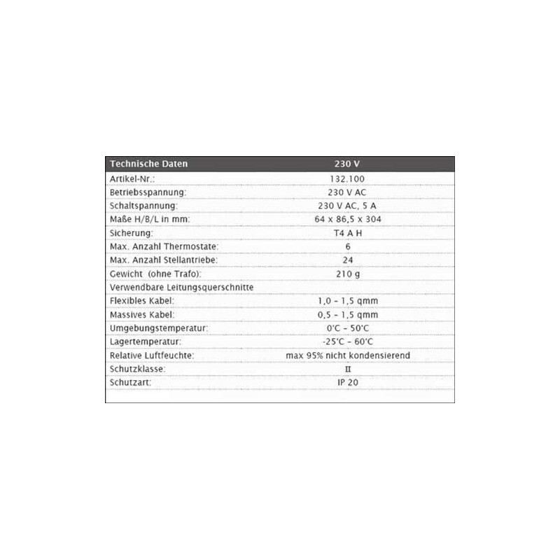 Regulating terminal strip / 230 V / for 6 and