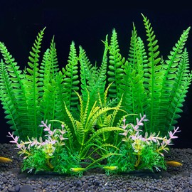 BOLYEE 2 Pack Aquarium Decor Plastic Plants, Large Artificial Fish Tank Plant, Fish Tank Decorations for Betta Freshwater Fish Tank-7.1" Tall