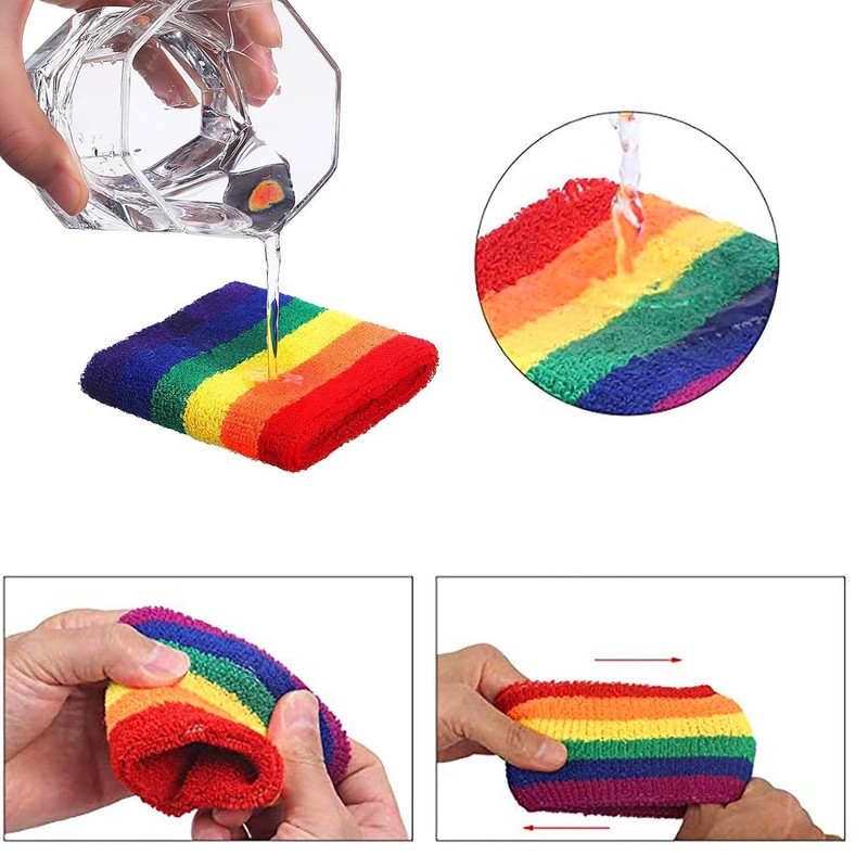 3PC Headband and Sweatband Rainbow Set – Rainbow Wristband and