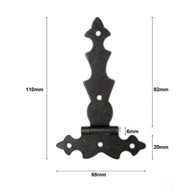 Black Hinges 110mm Length x 68mm Width x 1mm Thick with Fittings Vintage Antique or Rustic Style (Pack of 2 Antique Black Hinges)