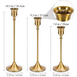 WHJIACHU Candle Holder Brass Candlestick Holders - Gold Candlestick Holder Gold Taper Candle Holder Set of 6, Vintage Candlestick Holders for Wedding Party Home Fireplace Dining Table Decor