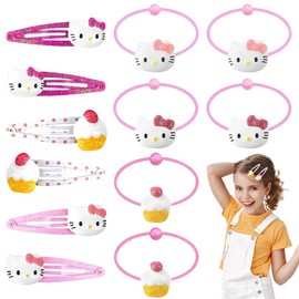 Tydeus Hair Clip Hair Ring Pink, 6 Pieces Children's Jewellery + 6 Pieces Hair Accessories Children for Girls Gifts for Birthday, New Year, Advent, Christmas