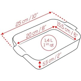 PEUGEOT - Rectangular ceramic casserole dish - 25 cm x 16.8 cm x 6.2 cm - capacity: 1.4 L - 10 year guarantee - satin black