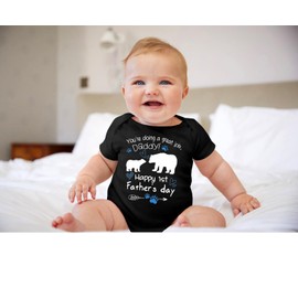 Best Father's Day Bodysuit First Daddys Day Newborn Baby Suit Black 9-12 Months