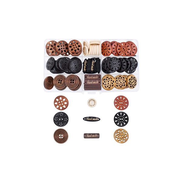 Mandala Crafts Large Wooden Buttons for Crafts - 100 PCs