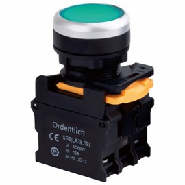 Ordentlich 22MM Red Green 110V LED Light 1NO 1NC Panel-Mount Momentary Push Button Switch 660V 10A (1NO1NC, Green)