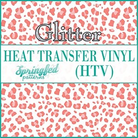 White & Coral Leopard Spots Pattern #3 Glitter HTV 12x18 Sheet Heat Transfer Vinyl Cheetah Print