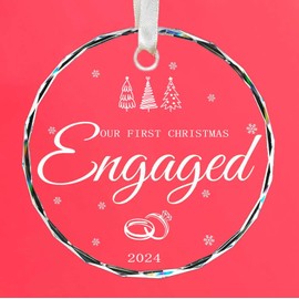 Svnntaa 2024 Our First Christmas Engagement Gifts Ornaments, Glass 1st Christmas Married Ornament, Bridal Shower Gifts, Wedding Gifts for Couple