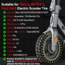 BANGTING 1PCS 60/70-6.5 Scooter Tire, 10x2.5 inch Tire Solid for Segway Ninebot Max G2 / G30 / G30D / G30E / G30E / G30LP / G30D II / G30 Max, 10x2.5-6.5 Tires Replacement for Electric Scooter (Yellow