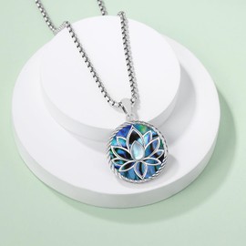 Friggem Women's Lotus Necklace 925 Sterling Silver Lotus Flower Pendant Necklace Yoga Lotus Spiritual Jewellery Gifts for Women Girls, Sterling Silver, No Gemstone