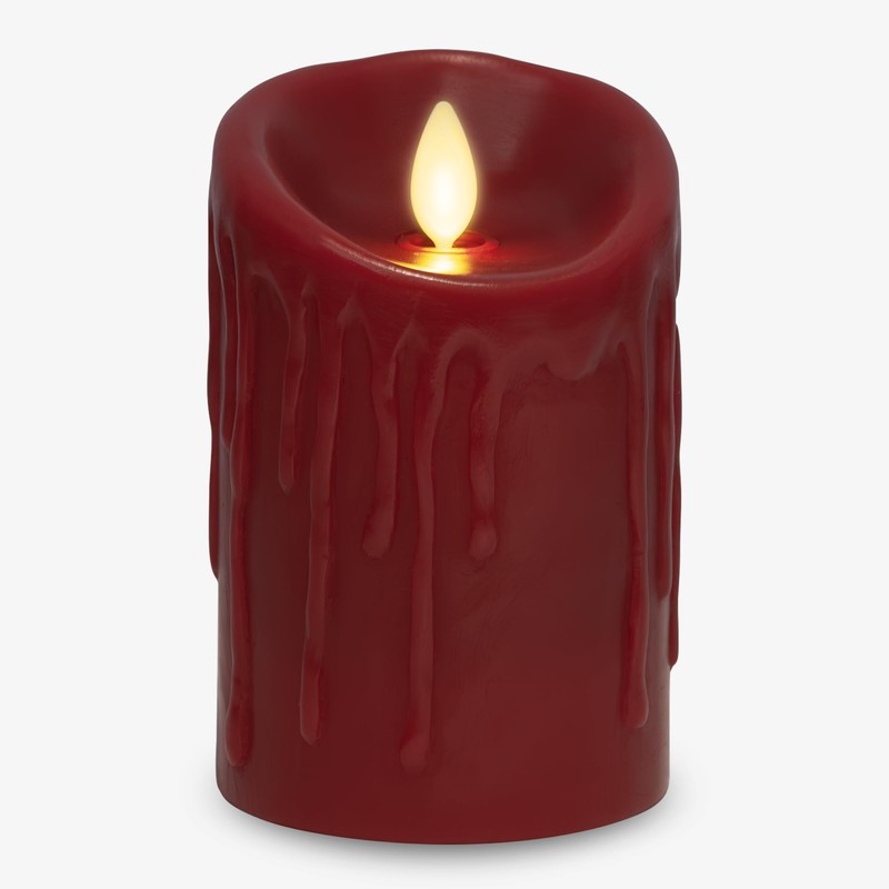 Luminara Wax Drip Flameless LED Candle, Burgundy 3" x 4.5",