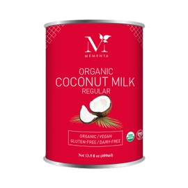 Mementa Inc Organic Coconut Milk Regular 18% - Dairy Free, Plant Based Vegan Milk, Lactose Free - 13.5 Fl Oz (Pack of 3) - Ideal for Cooking and Baking