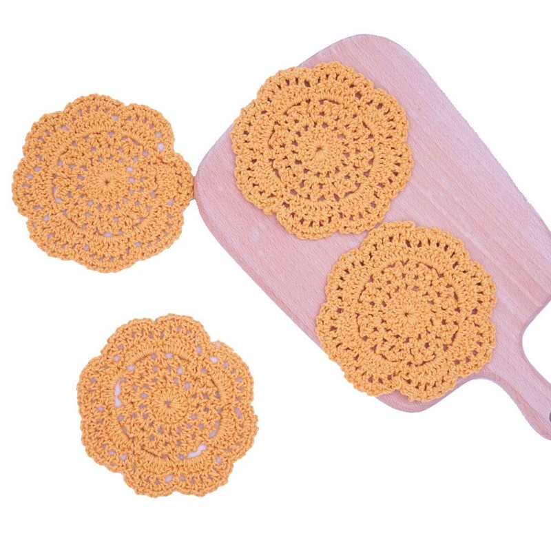 Phantomon Lace Round Crochet Doilies Handmade Coasters, 4-Inch, Pack of