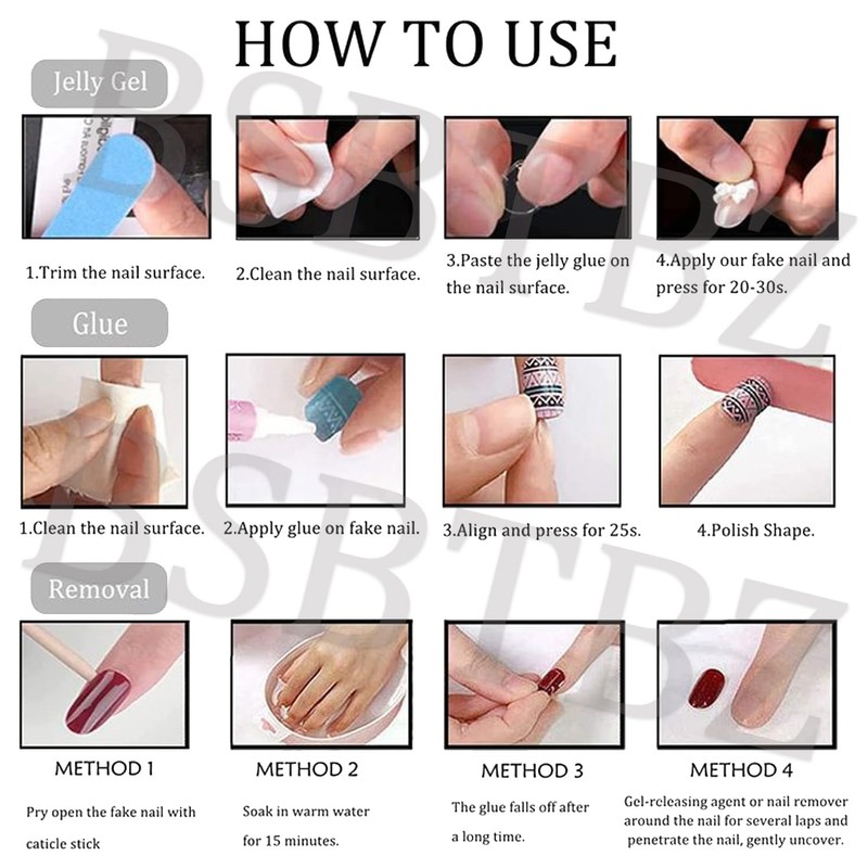 24Pcs White Flower Press on Nails Medium Length Almond Fake