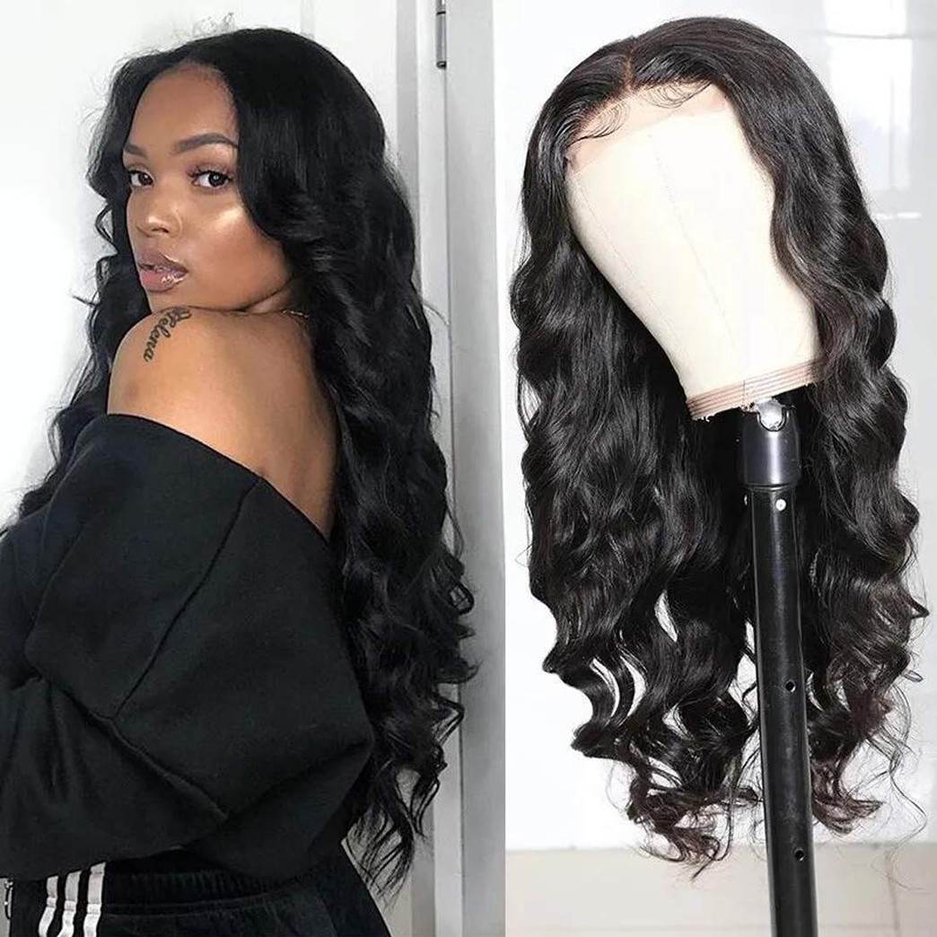 Beauty Forever Silk Base Fake Scalp T Part Lace Closure Wigs Body Wave Human Hair Wig for Women ,Brazilian Remy Human Hair Wigs Middle Part Pre Plucked 150% Density Natural Color 16 Inch