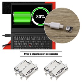 Be In Your Mind Pack of 2 Type-C USB Charging Port Replacement Compatible with Lenovo ThinkPad E480 E485 E580 R480 E590 Type-C Charging Port DC Power Jack Connector Replacement Socket
